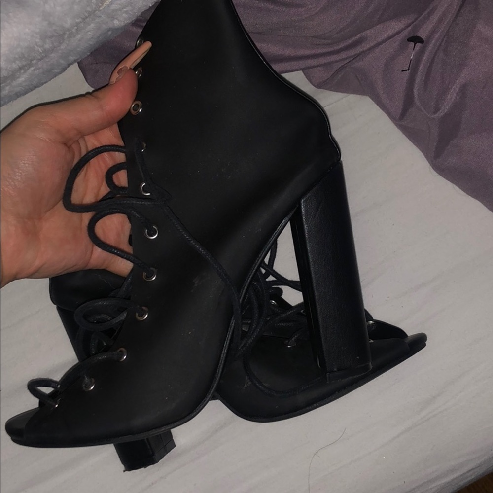 Lace up leather heels